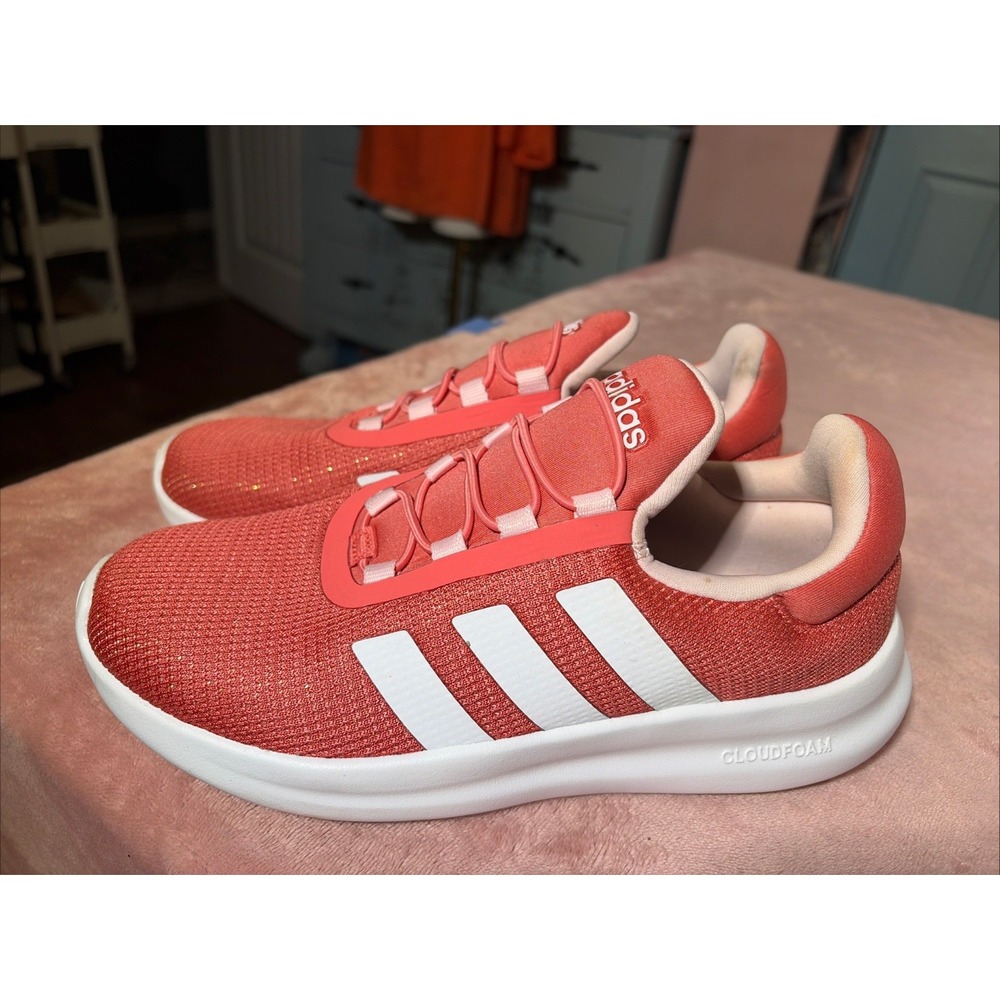 adidas Cloudfoam Comfort Low Top Slip In Athletic Sneakers Orange/White Sz 8